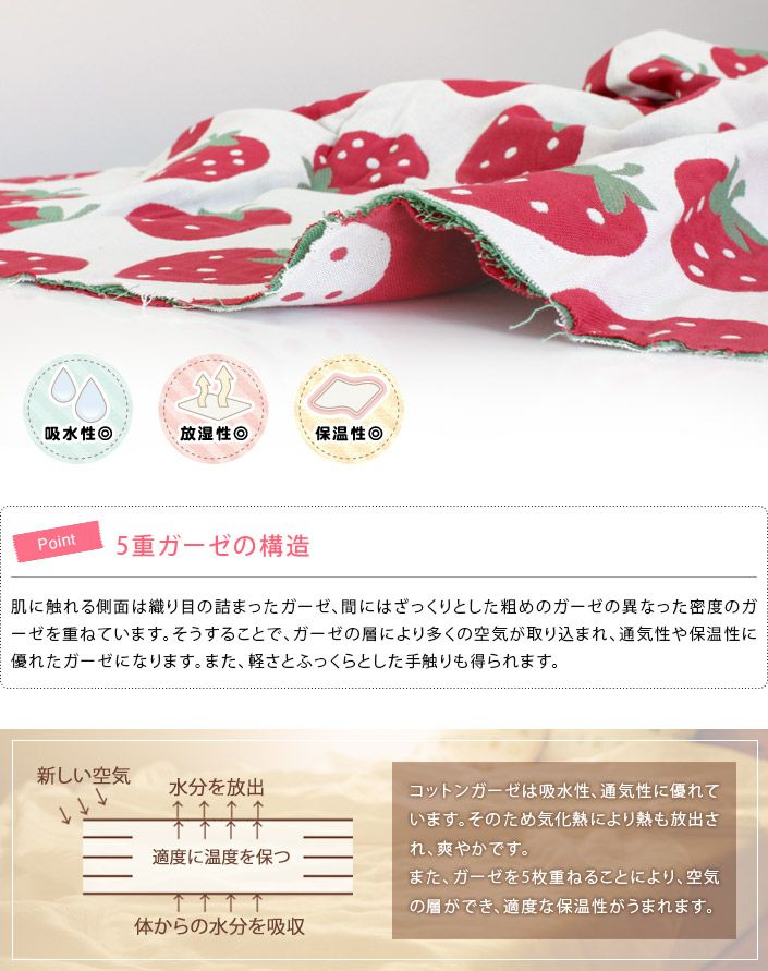 5重ガーゼ 耳付き おくるみ【バスタオル・フェイスタオルの通販・販売