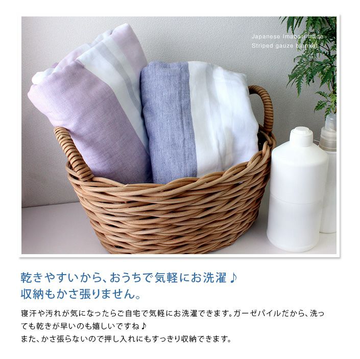 送料無料）今治タオル ガーゼ タオルケット＜ボーダー柄＞【バスタオル