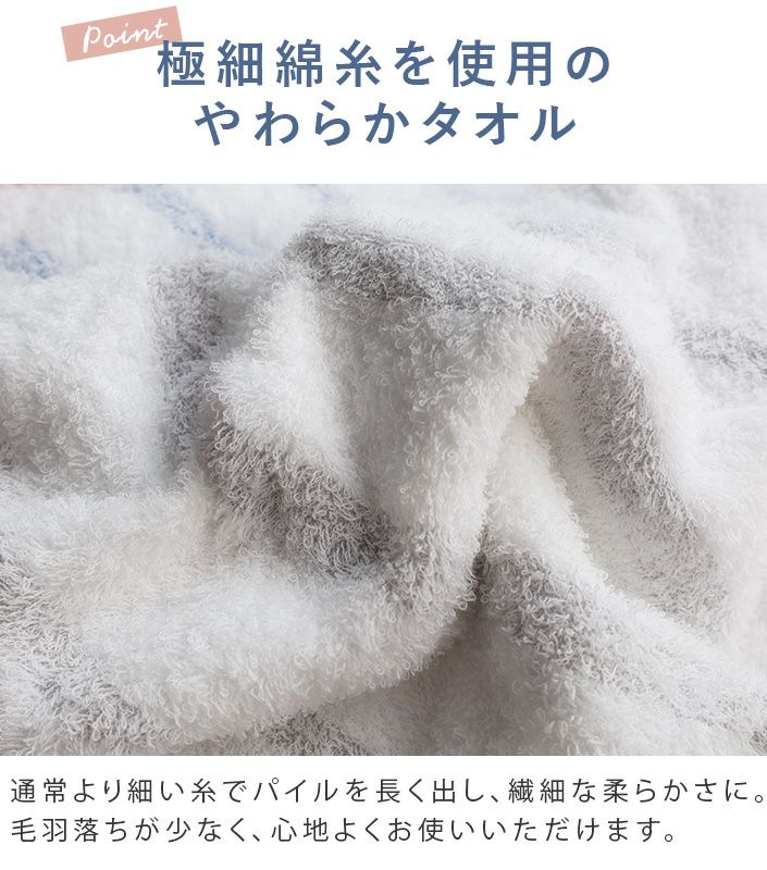 同色2枚セット＞日本製 今治タオル ボーダー フェイスタオル＜mist