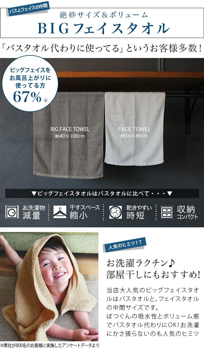 送料無料）お試し 【制菌防臭】ホテルスタイルタオル ビッグ フェイス