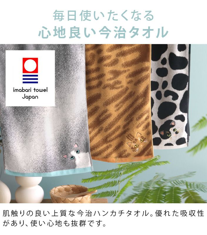 今治タオル ロングフェイスタオル うちのニャンコ 毛並みシリーズ