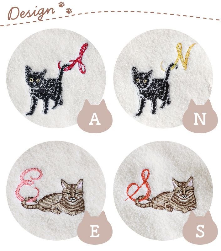 今治タオル ハンカチタオル Komichi Neko 猫 イニシャル【バスタオル