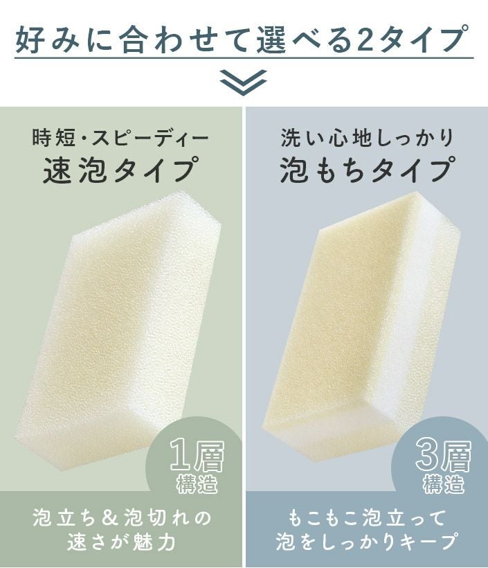 日本製 あわもん 抗菌泡立ちスポンジ 速泡タイプor泡もちタイプ 2個